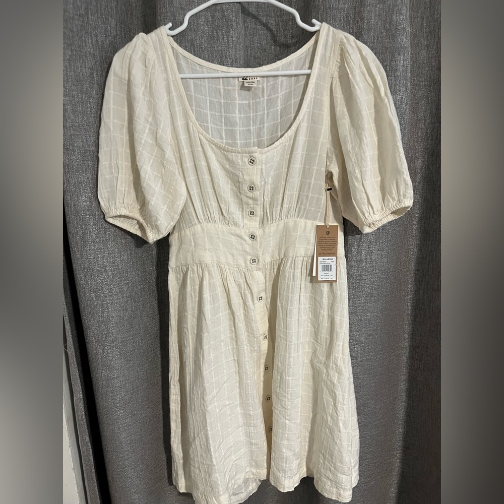 Billabong Cream Checkered Midi Dress